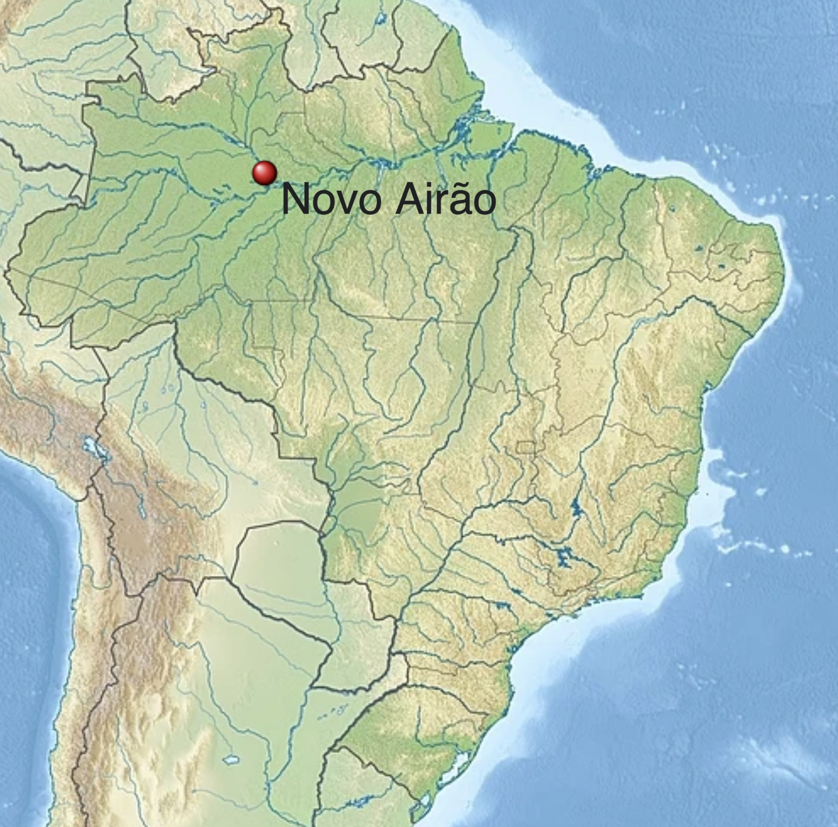 Map of Brazil with Novo Airao